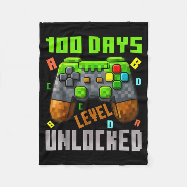 100 Days Level Unlocked Gaming 100 Days Of School  Fleecefilt (Framsidan)