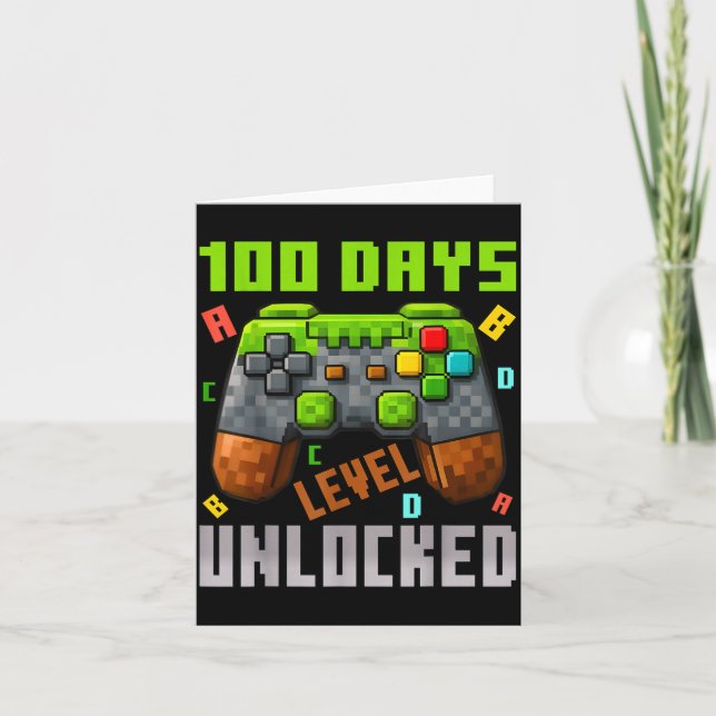 100 Days Level Unlocked Gaming 100 Days Of School  Kort (Framsida)
