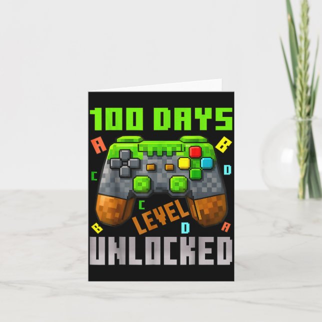 100 Days Level Unlocked Gaming 100 Days Of School  Kort (Framsida)