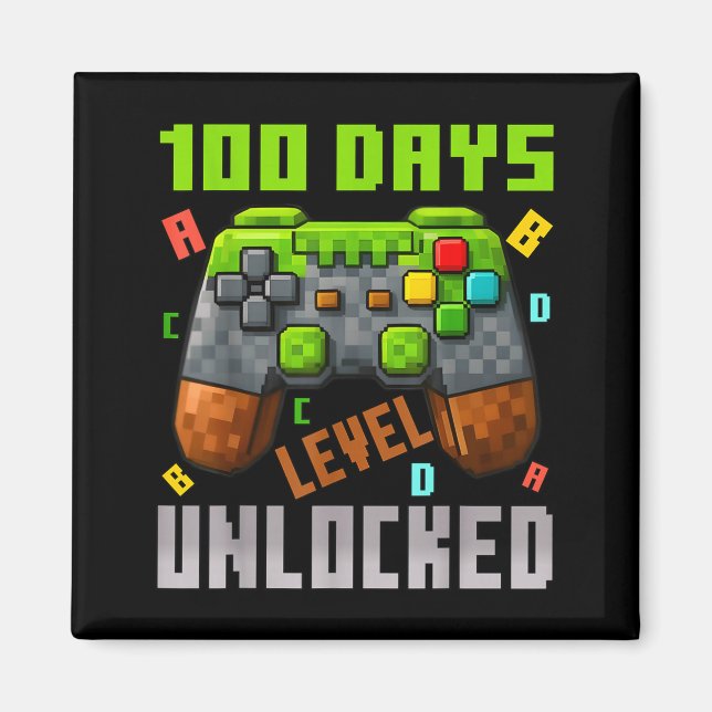 100 Days Level Unlocked Gaming 100 Days Of School  Magnet (Framsidan)
