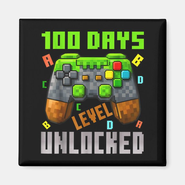 100 Days Level Unlocked Gaming 100 Days Of School  Magnet (Framsidan)