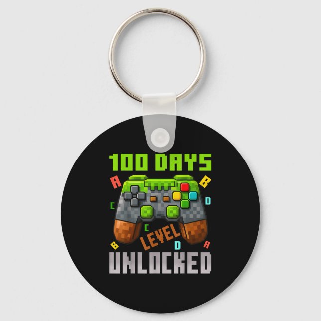 100 Days Level Unlocked Gaming 100 Days Of School  Nyckelring (Framsida)