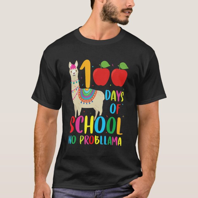 100 Days Llama Alpaca Pun Meme Sarcastic 100th Day T Shirt (Framsida)