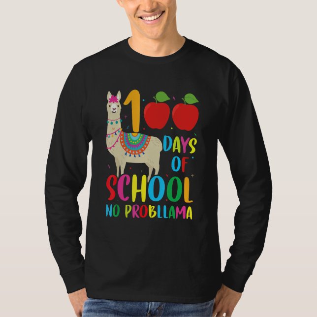 100 Days Llama Alpaca Pun Meme Sarcastic 100th Day T Shirt (Framsida)