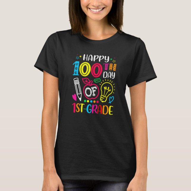 100 days of 1st Grade 100th day of School Teacher  T Shirt (Framsida)