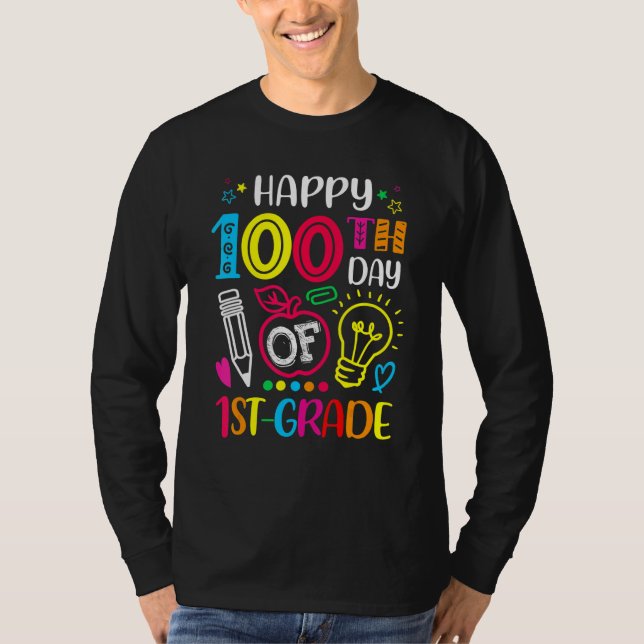100 days of 1st Grade 100th day of School Teacher  T Shirt (Framsida)
