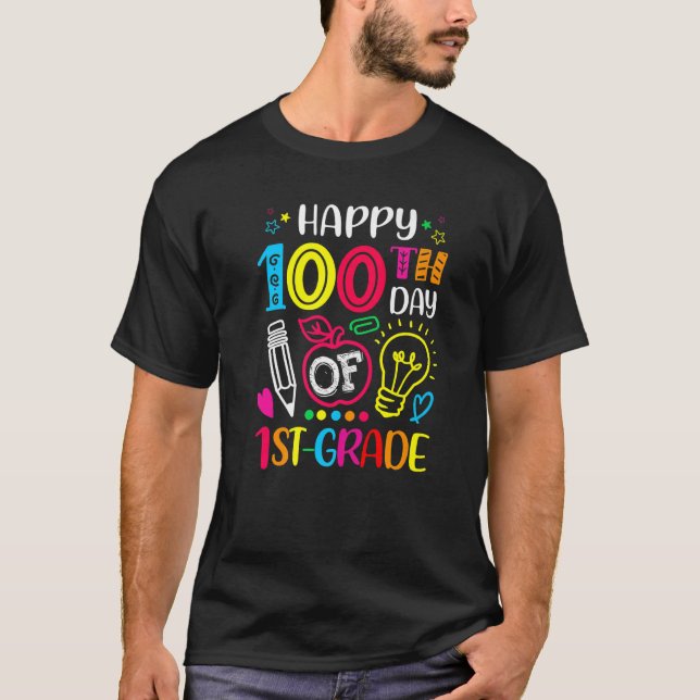 100 days of 1st Grade 100th day of School Teacher  T Shirt (Framsida)