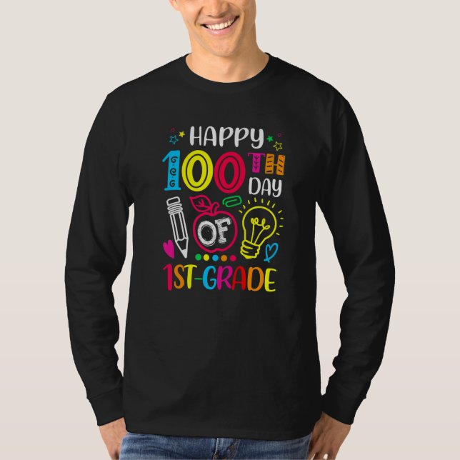 100 days of 1st Grade 100th day of School Teacher  T Shirt (Framsida)