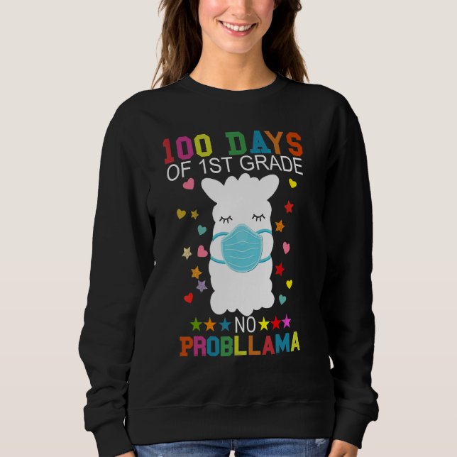 100 Days of 1st Grade No Probllama Llama Mask Quar T Shirt (Framsida)