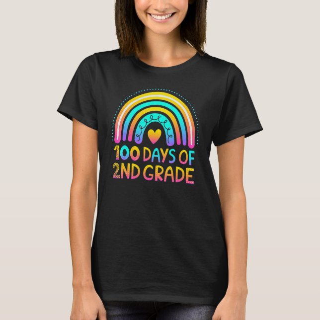 100 Days Of 2nd Grade 100th Day Of School Teacher  T Shirt (Framsida)