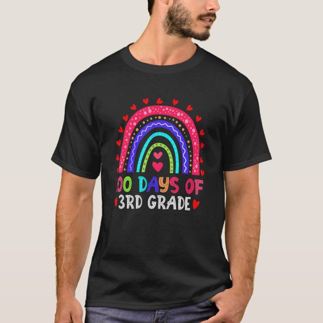 100 Days Of 3rd Grade Leopard Rainbow 100th Day Of T Shirt (Framsida)