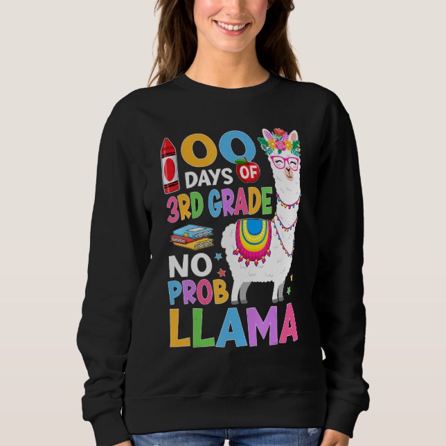 100 Days of 3rd Grade No Probllama 100th Day Girls T Shirt (Framsida)