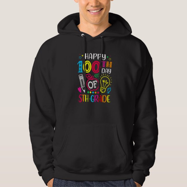 100 days of 5th Grade 100th day of School Teacher  Hoodie (Framsida)