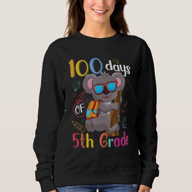 100 Days Of 5th Grade Koala 100th Day School Fifth T Shirt (Framsida)