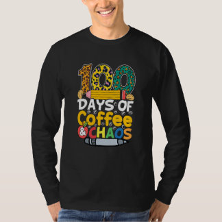 100 Days Of Coffee & Chaos 100th Day Of School Tea T Shirt