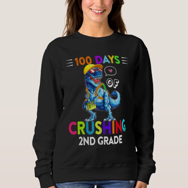 100 Days Of Crushing 2nd Grade Second Grade T Rex  T Shirt (Framsida)