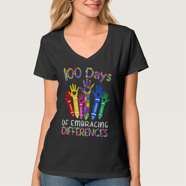 100 Days Of Embracing Differences IEP 100th Day Of T Shirt (Framsida)