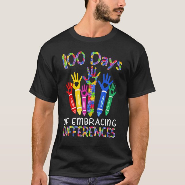 100 Days Of Embracing Differences IEP 100th Day Of T Shirt (Framsida)