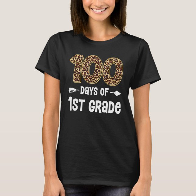 100 Days Of First Grade Teacher Student 100th Day  T Shirt (Framsida)