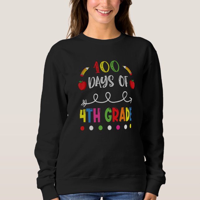 100 Days of Fourth Grade Teacher 100th Day of Scho T Shirt (Framsida)