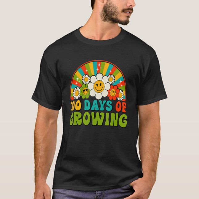 100 Days Of Growing Retro Teacher Kids Happy 100th T Shirt (Framsida)