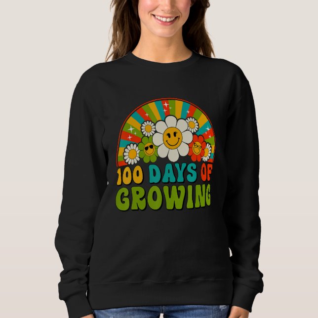 100 Days Of Growing Retro Teacher Kids Happy 100th T Shirt (Framsida)