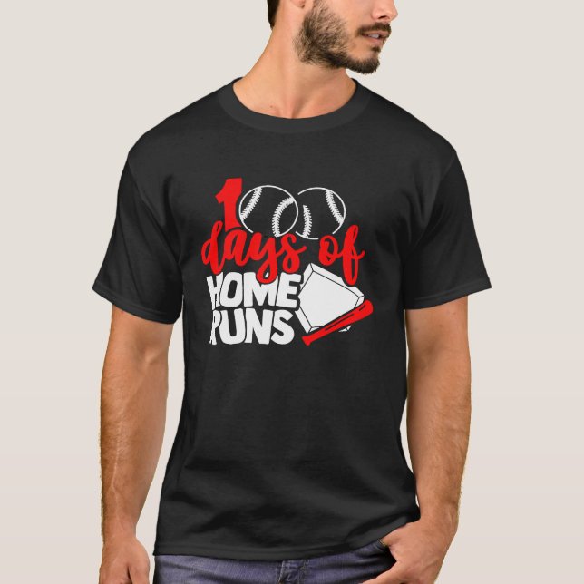 100 days of home runs Baseball  100th day of schoo T Shirt (Framsida)