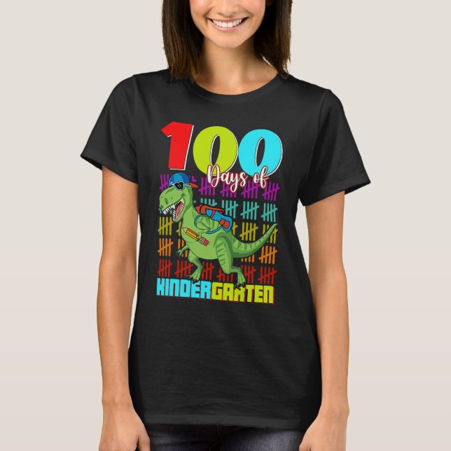 100 Days Of Kindergarten Dinosaur Rex Dinosaur  Bo T Shirt (Framsida)