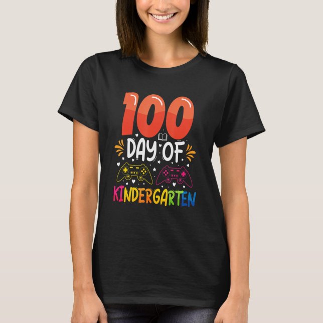 100 Days Of Kindergarten Gamer  100 Days Of School T Shirt (Framsida)