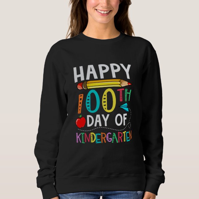 100 Days Of Kindergarten Happy 100th Day Of School T Shirt (Framsida)