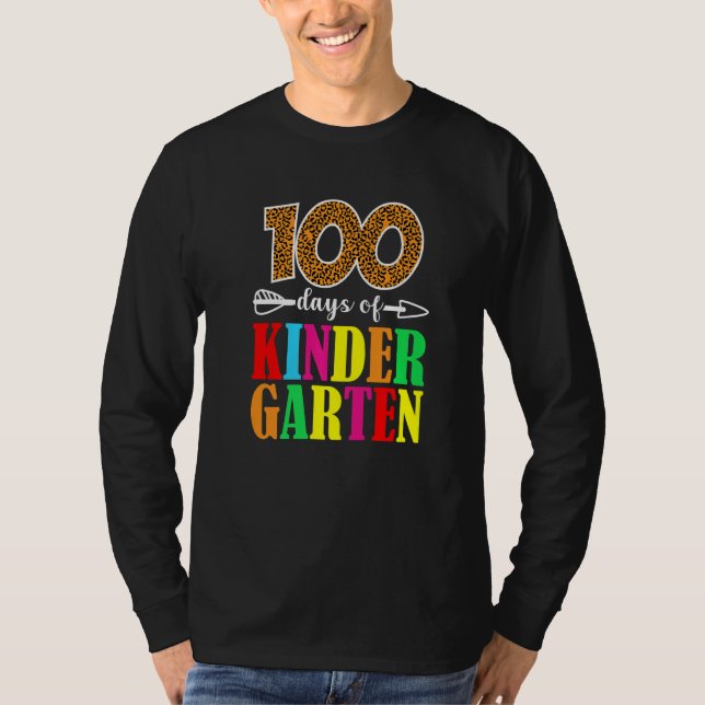 100 Days Of Kindergarten Leopard  100 Days Of Scho T Shirt (Framsida)