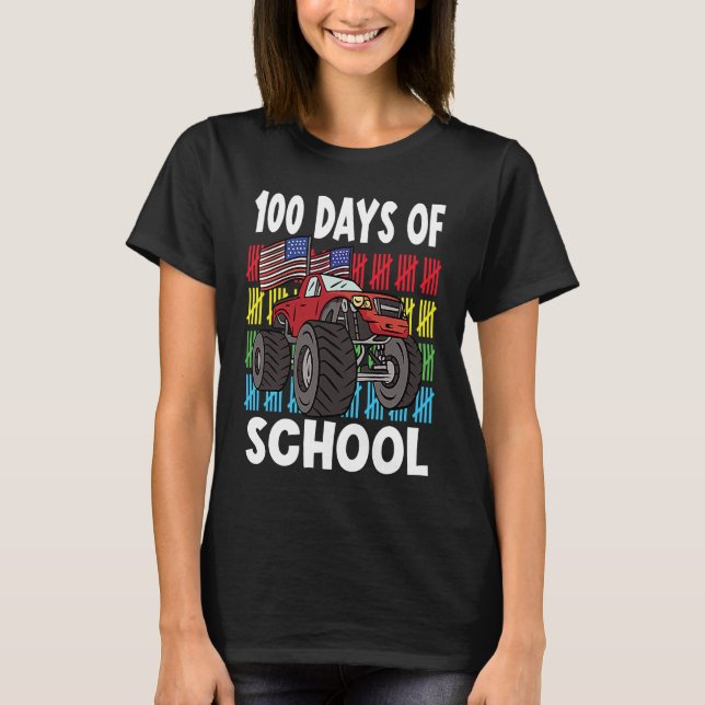 100 Days Of Kindergarten Mosnter Trucks  1 T Shirt (Framsida)