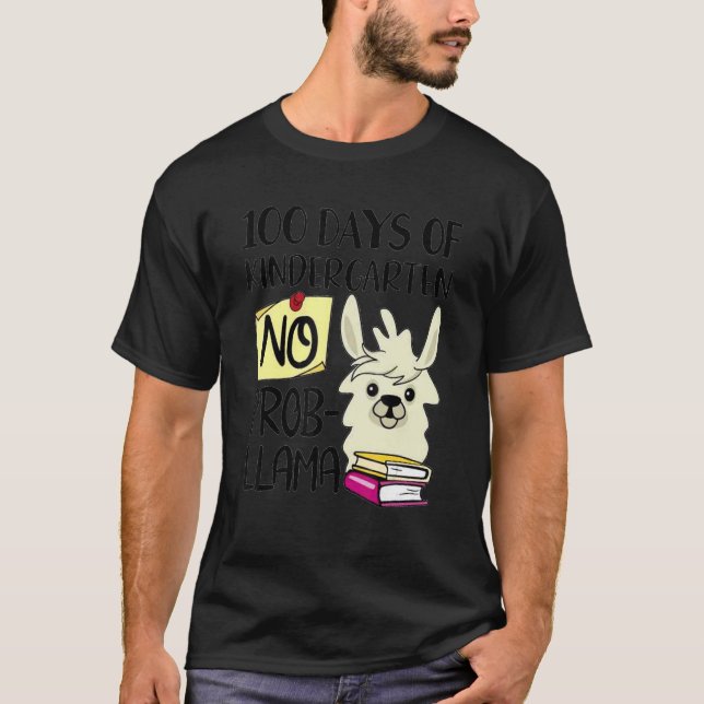 100 Days Of Kindergarten No Prob Llama 100 Days Of T Shirt (Framsida)