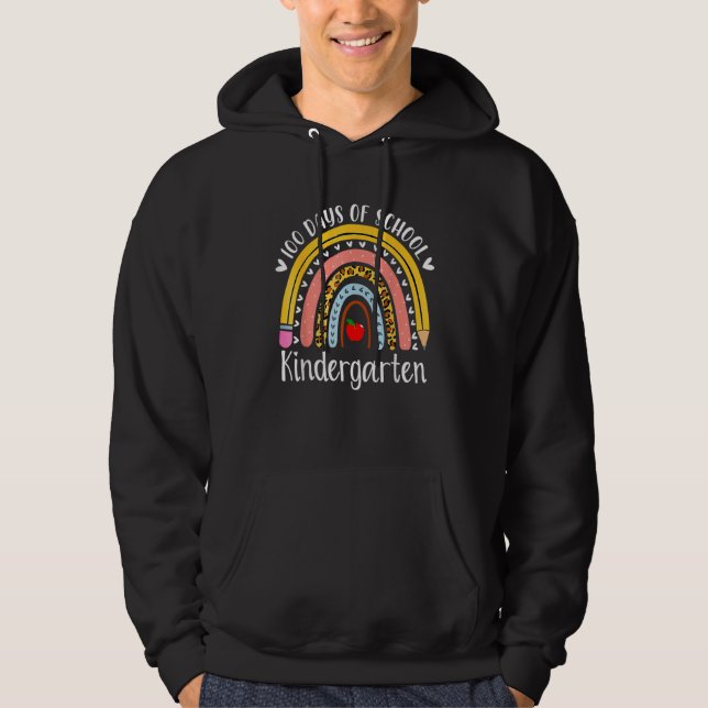 100 Days Of Kindergarten School Teacher Smarter Ra Hoodie (Framsida)