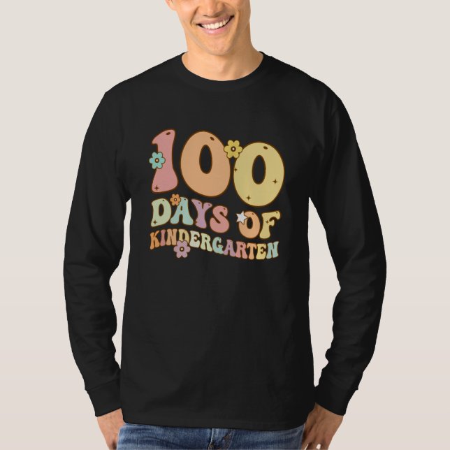 100 Days Of Kindergarten Teacher Student 100th Day T Shirt (Framsida)