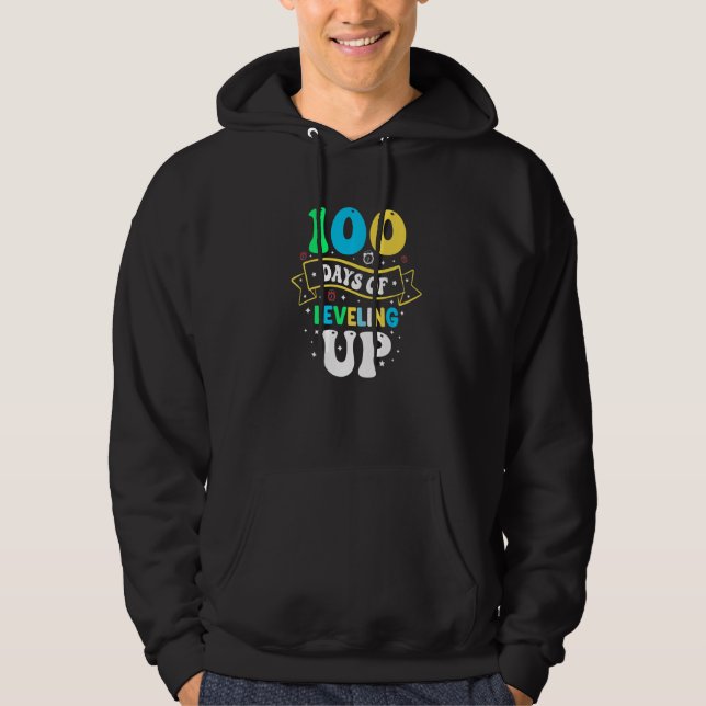 100 Days Of Leveling Up  100 Days Of School Hoodie (Framsida)