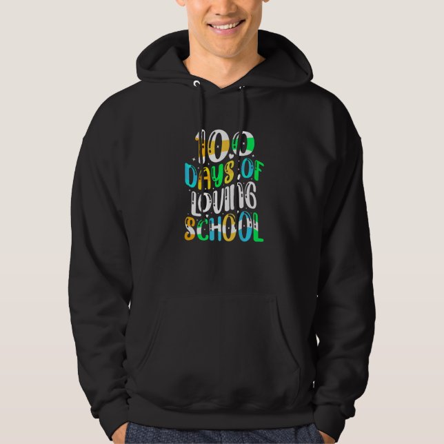 100 Days Of Loving School Groovy 100 Days Of Schoo Hoodie (Framsida)