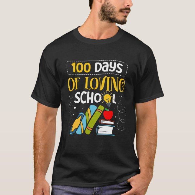 100 Days Of Loving School Leopard 100th Day Teache T Shirt (Framsida)
