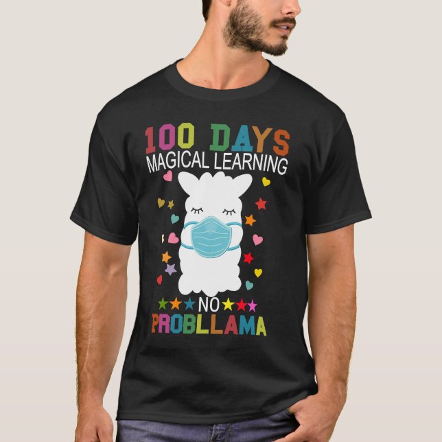 100 Days of Magical Learning No Probllama Llama Ma T Shirt (Framsida)
