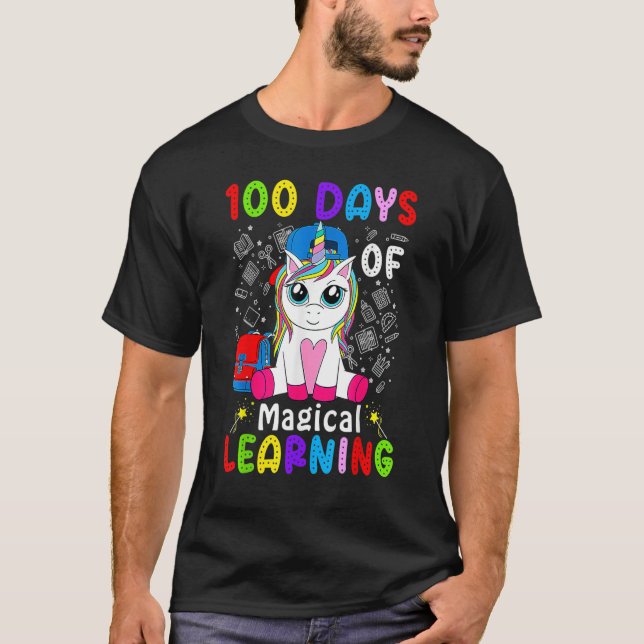 100 Days of Magical Learning School Smarter Dabbin T Shirt (Framsida)