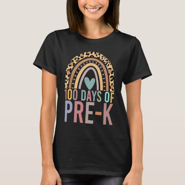 100 Days Of Pre K  Happy 100th Day Of School Teach T Shirt (Framsida)