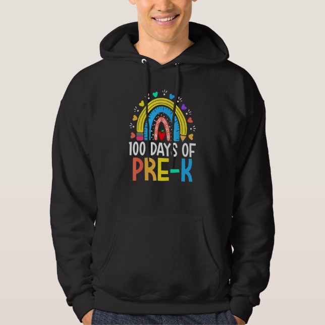 100 Days Of Pre K Happy 100th Day Of School Teache Hoodie (Framsida)