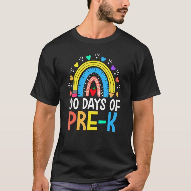 100 Days Of Pre K Happy 100th Day Of School Teache T Shirt (Framsida)