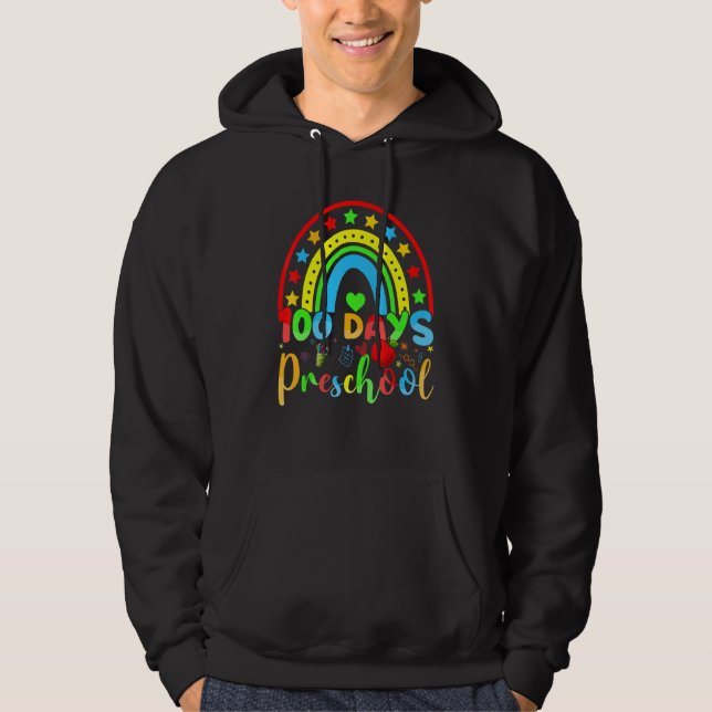 100 Days of Preschool Teacher  100 Days Smarter Ra Hoodie (Framsida)