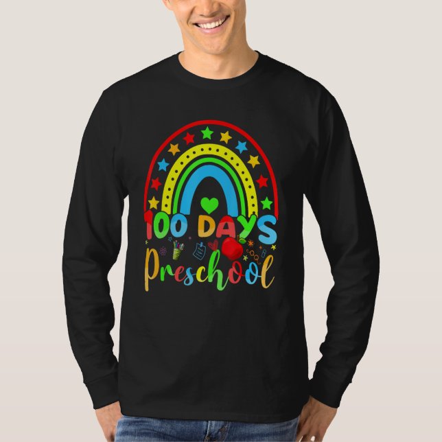 100 Days of Preschool Teacher  100 Days Smarter Ra T Shirt (Framsida)