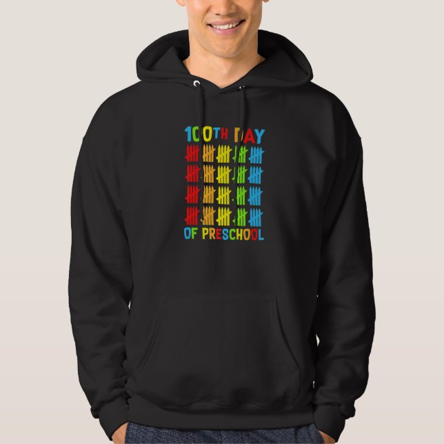 100 Days of Preschool Teachers Child Happy 100 Day Hoodie (Framsida)