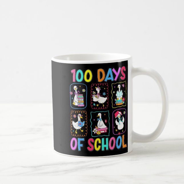 100 Days Of School 100th Day Funny Goose Boys Girl Kaffemugg (Höger)