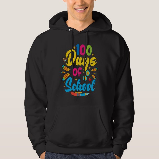 100 Days of School 100th Day of School Hoodie (Framsida)