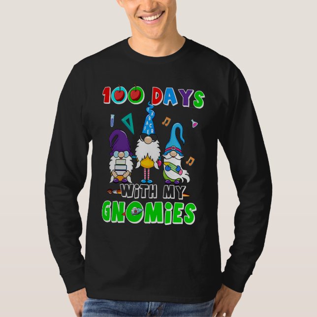 100 Days Of School 100th Day With My Gnomies T Shirt (Framsida)