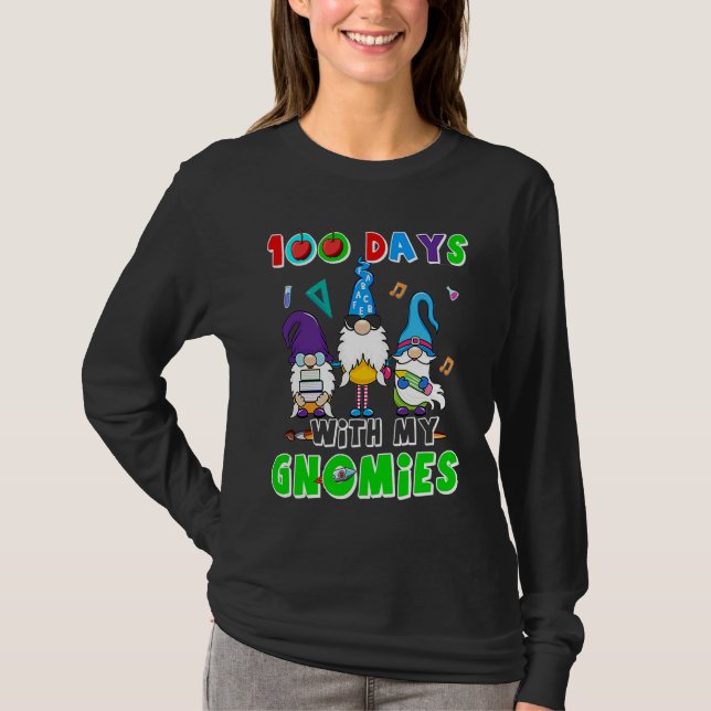 100 Days Of School 100th Day With My Gnomies T Shirt (Framsida)